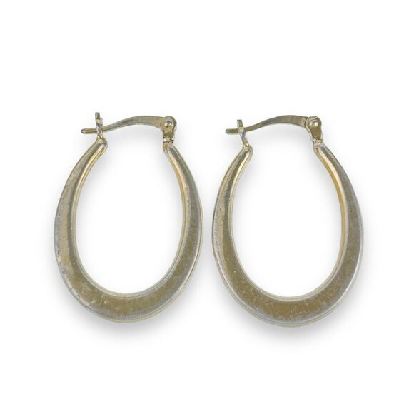 AS IS Vintage JCM Sterling Silver 925 WORN Gold Plate Oval Hoop Earrings - Picture 1 of 4